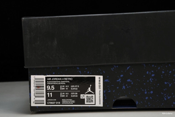 Rep TBK Retro Black Royal 4 CT8527-018 Game Jordan 0730